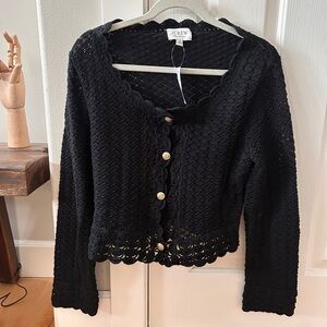 J. Crew Black Crochet Cardigan